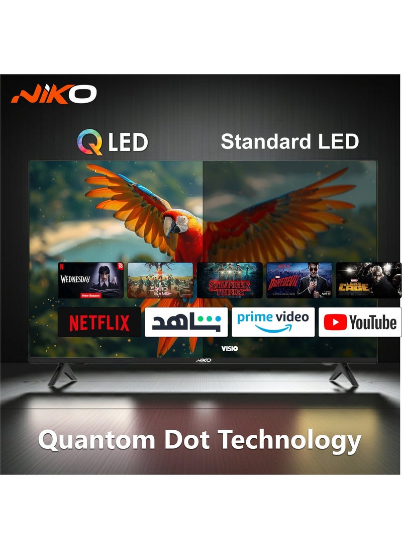 Niko 50 Inch 4K QLED Smart TV, WebOS Hub, UHD HDR Display with Built-in Receiver, WiFi, Bluetooth, 3x HDMI (eARC) & Wall Bracket Included - Model 50NSSX - Black - Image 2